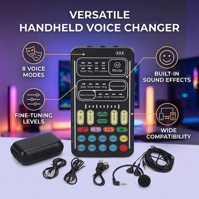 Voice Changer Set with Microphone Headphones 8 Modes for Live Streaming