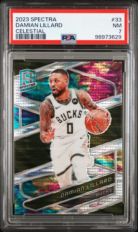 2023-24 Panini Spectra Damian Lillard #33 Celestial /125 PSA 7