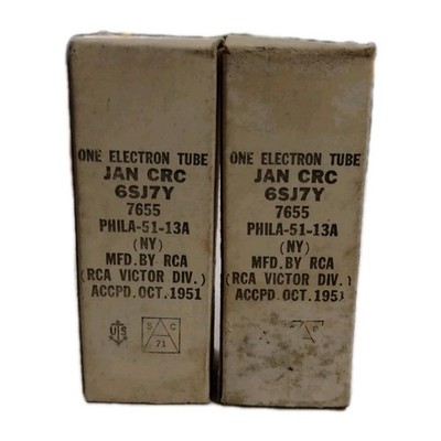 RCA Victor Electronic Tube JAN CRC 6SJ7Y LOT of 2 NEW in Box Vintage