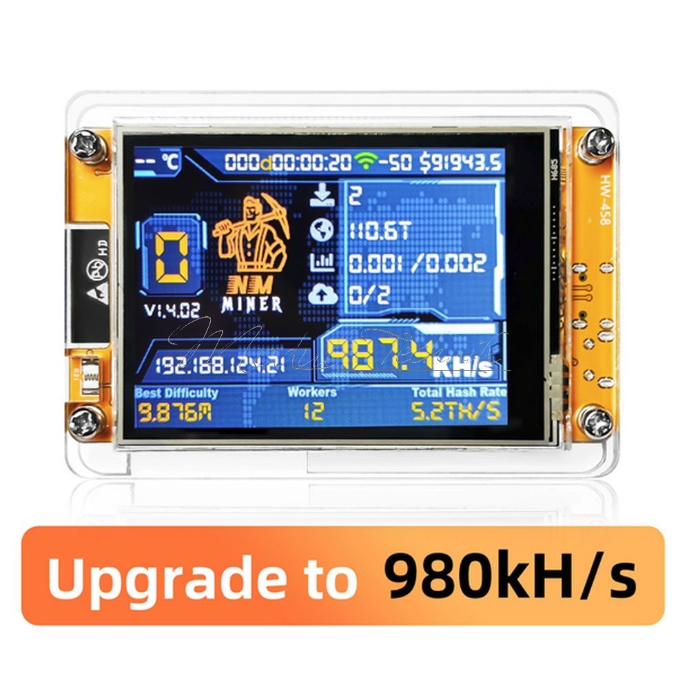 BTC SOLO Lottery Miner 1000KH/s Hashrate ESP32 Wi-Fi Bluetooth Development  Board