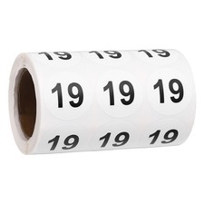 1.2" Small Round Number Stickers Roll, 1000 Pcs Circle Labels, Black Number 19