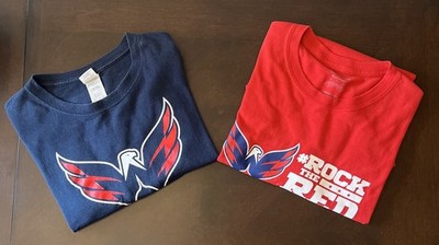 Gildan Washington Capitals NHL 2 Men XL Red & Blue T-Shirt Blood Donor INOVA