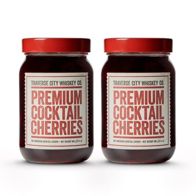 Traverse City Whiskey Co. Premium Cocktail Cherries 21.2oz/600g Pack of 2 | C...