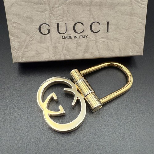 GUCCI Interlocking G Keyring Gold Hardware Made in Italy Men’s Keychain