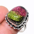 Dichroic Glass Gemstone 925 Sterling Silver Ring Size 9 S843