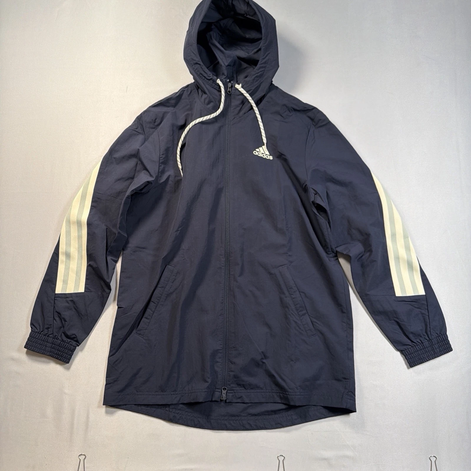 Adidas Golf 3-STRIPES FULL ZIP RAIN.RDY Hoodie JACKET Mens Size SMALL Navy Blue