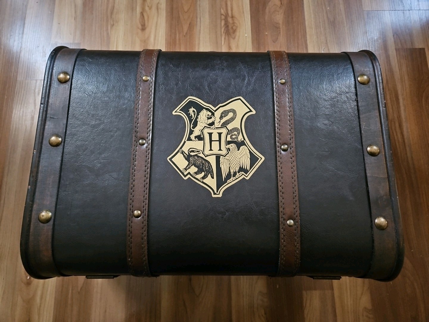 Harry Potter Hogwarts Leather Wooden Luggage Suitcase