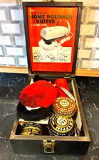 Vtg Signature WARDS Shoe Polisher In Wooden Valet Box Model  M-53-12230 2 Speed