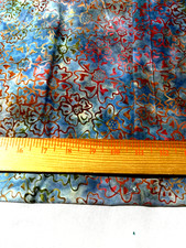 Cotton batik fabric remnants/1 piece 60" x 22",4 pieces 17"x 9" blue background