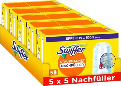 Swiffer Staubmagnet Nachfüllpackung, 25 Tücher (5×5), Fängt Und Schließt 3-mal