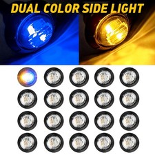 20x 34 Smoked Round Truck Trailer Led Side Marker Lights Dual Color Amber-blue
