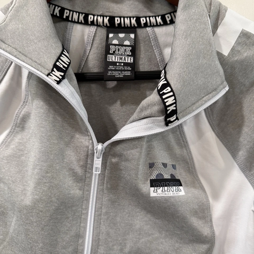 Pullover Victoria’s Secret ROSA Ultimate 1/4 Cremallera Gris Wte Manga Larga Para Mujer’s M Foto 2 de 4