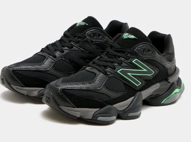 🔥New Balance 9060 Shoes in Black&Grey with Green Branding U9060JBL UK Size10 🔥