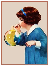 Bessie Pease Gutmann's Young Girl Blowing Bubbles Counted Cross Stitch Pattern