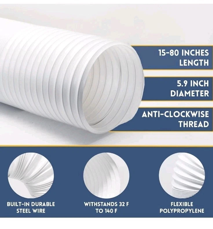 Manguera de aire acondicionado portátil de 5,9 pulgadas de diámetro, manguera de aire acondicionado portátil... Foto 3 de 4