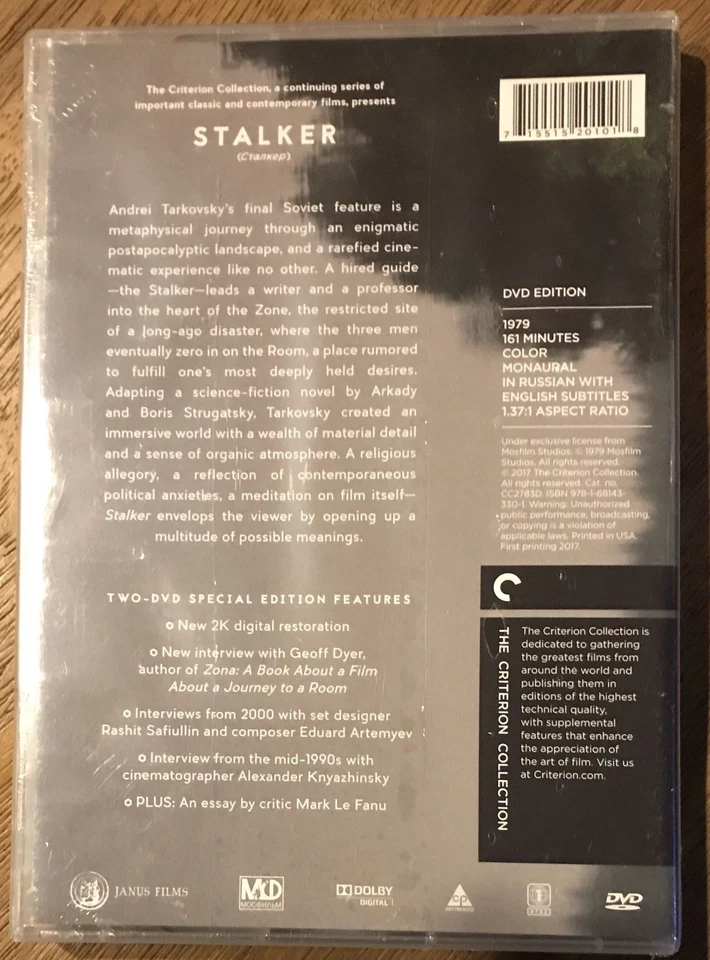 Stalker (Criterion Collection) (DVD, 1979) ⭐☆🌟NEW/SEALED🌟☆⭐ Foto 2 de 2