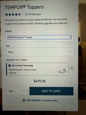 Tempur pedic Mattress Topper King adapt cooling king size