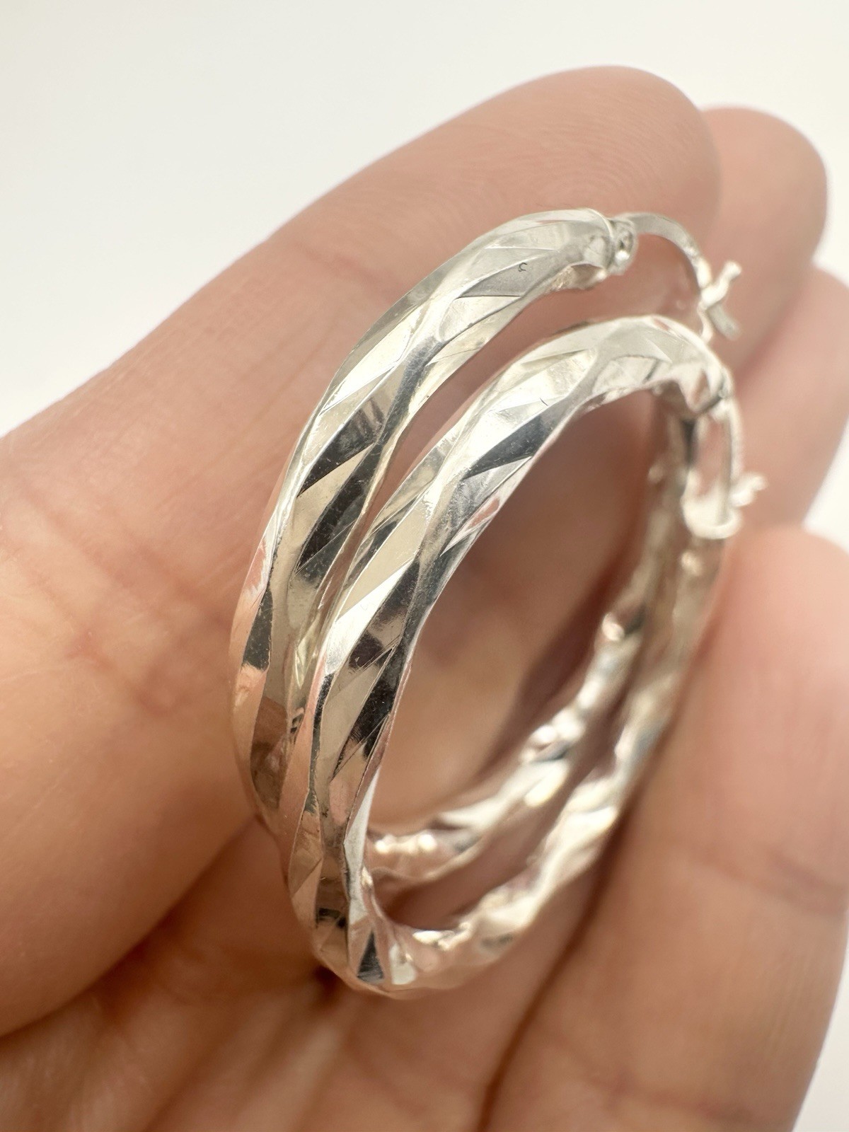 925 Solid Sterling Silver Shiny Twisted Chunky Cr… - image 3