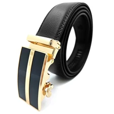 New Genuine Leather Mens Ratchet Belt Belts For Men Adjustable Automatic Buckle