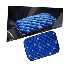 Bling Car Center Console Cover, Crystal Rhinestone Fluffy Automotive Blue