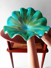 1950's FRATELLI TOSO MURANO GOLD AVENTURINE GLASS DISH MID-CENTURY MODERN DESIGN