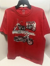 American Steel T-shirt Motorcycle Flag Shield Men’s XL Port And Company