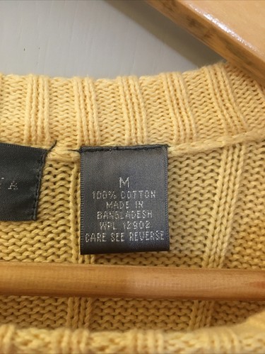 Oscar De La Renta Men YELLOW Long Sleeve Crew Neck Knit Sweater M - Picture 3 of 4