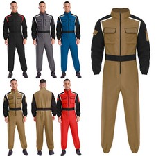 Herren Rennfahrer Feuerwehrmann Cosplay Overall Langarm Frontreißverschluss