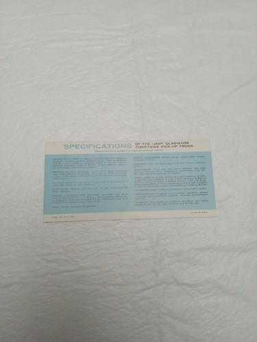 1964 Jeep Gladiator Sales Brochure - Vintage Fc2 - Picture 7 of 7