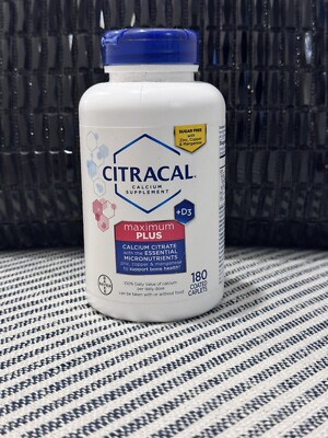 Citracal Maximum Plus Calcium Citrate + D3, 180 Coated Caplets, Exp 11/2025