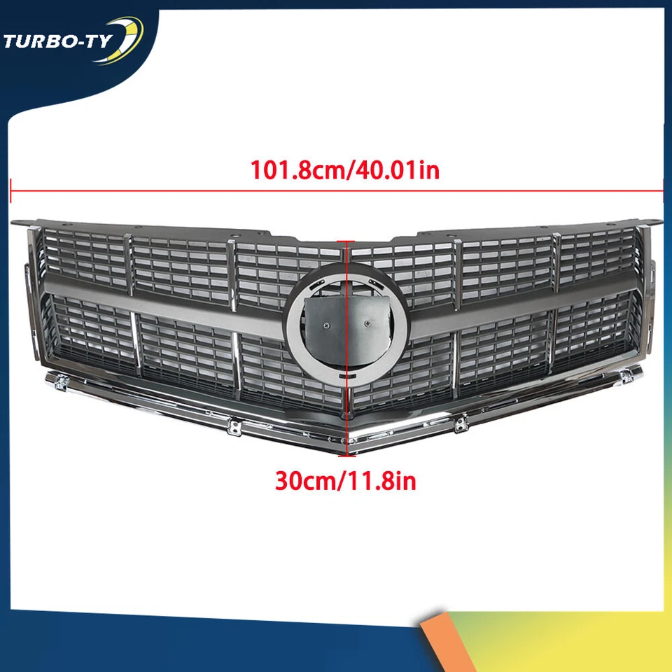 Front Upper Grille With For Cadillac SRX 2010 2011 2012 Chrome GM1200629 Foto 2 de 4