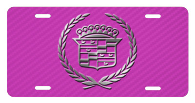 Custom Unique Retro Cadillac Vanity Aluminum License Plate Tag New Silver Pink