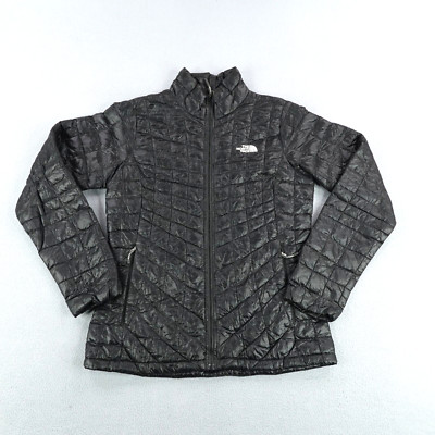 North Face Jacket Womens Small Black Thermoball Quilted Puffer Insulated Coat