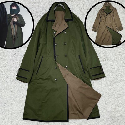 Mea Gratia Reversible Bal Collar Coat Green Brown Women