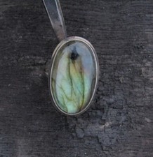 Fire Labradorite Oval Gemstone 925 Sterling Silver Statement Ring Christmas Gift