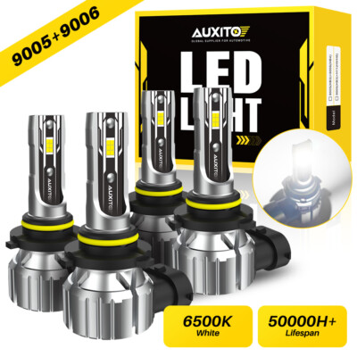 AUXITO 9005 + 9006 LED Headlight Kit Bulbs High Low Beam White 72000LM Combo 4