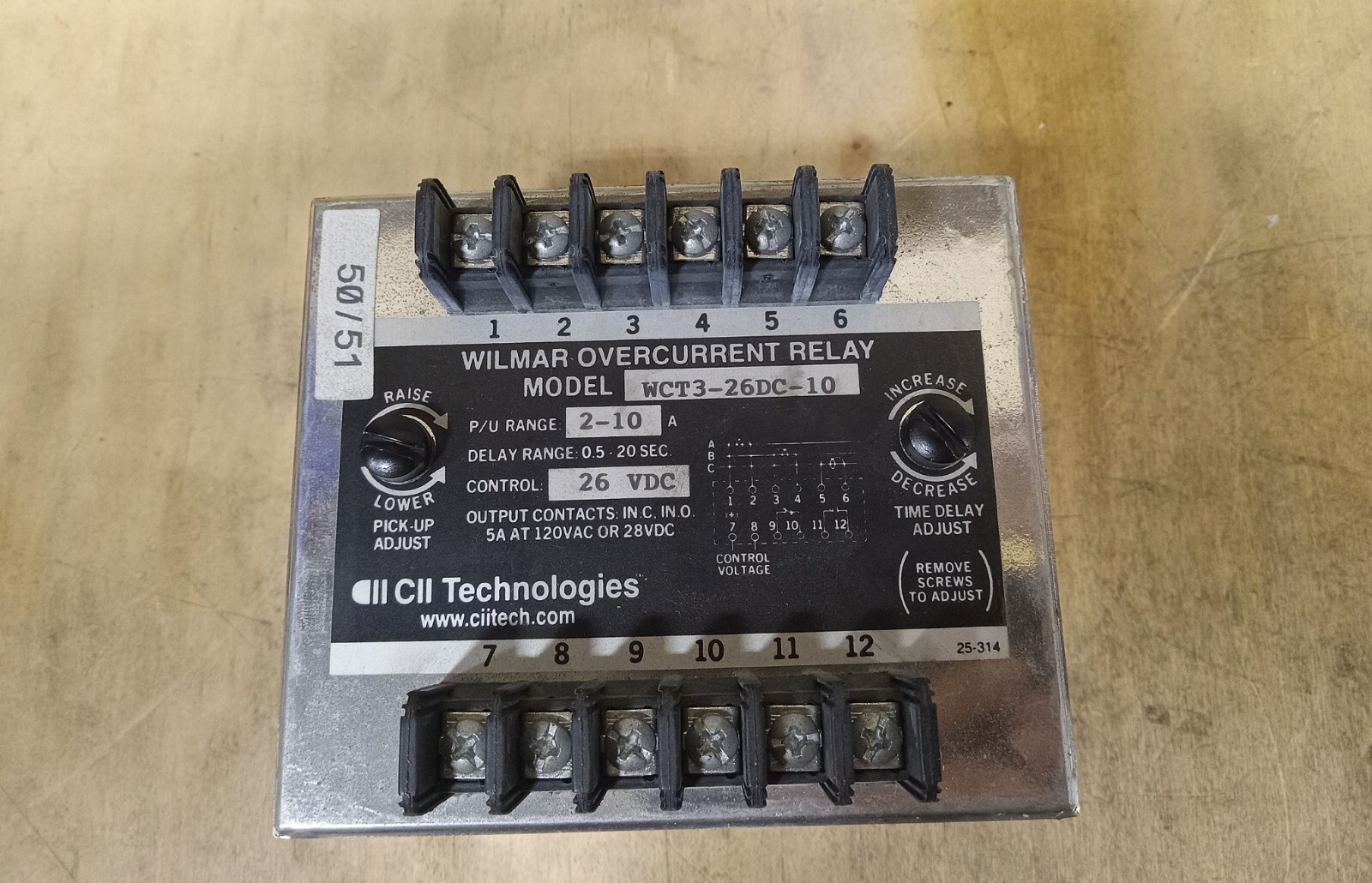 CII Tech WILMAR OVERCURRENT RELAY WCT3 26DC 10 26 VDC 2-10 amps