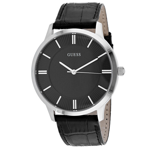 guess black strap watch