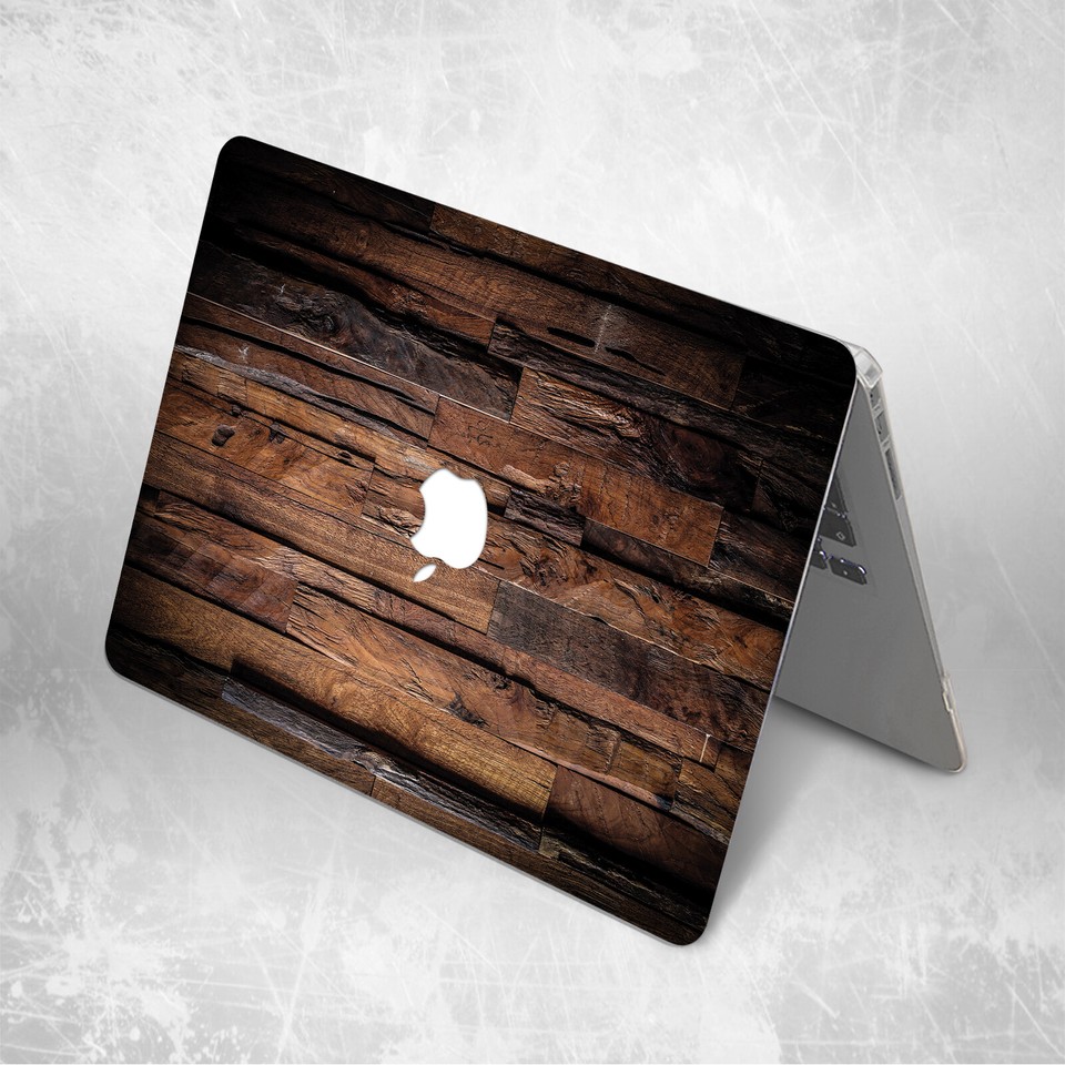 Hard Plastic MacBook Case With Vintage Dark Brown Wood Print Design - Fits MacBook Pro & Air 11"-16"