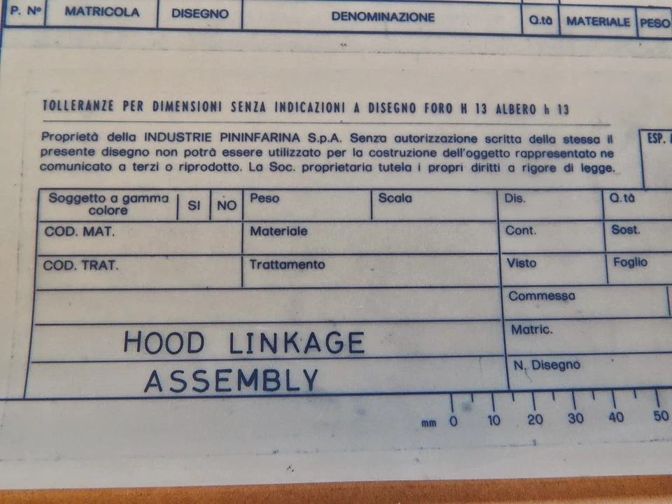 1990 CIRCA DISEGNO TECNICO CAPOTE ROVER CABRIOLET CABRIO SERIE 200 - Immagine 3 di 4