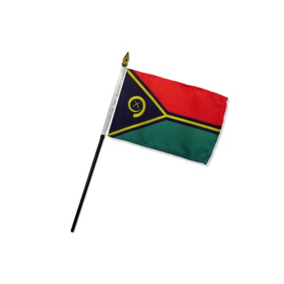 1 Dozen Vanuatu Stick Flag 4x6in Handheld Vanuatuan Flag
