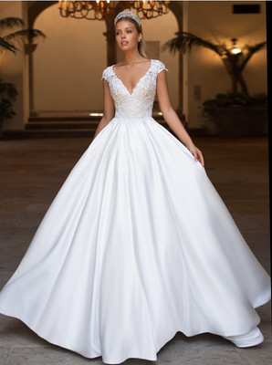 satin sleeve wedding dress