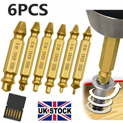 6X Broken Screw Extractor Remover Set Damaged Bolt Easy Out Stripped Drill Bit