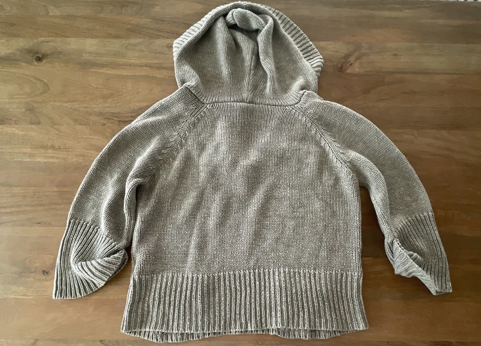 Apostrophe Women’s Size Small Gray Knit Sweater Top Hoodie Front Pockets - Image 2 of 4