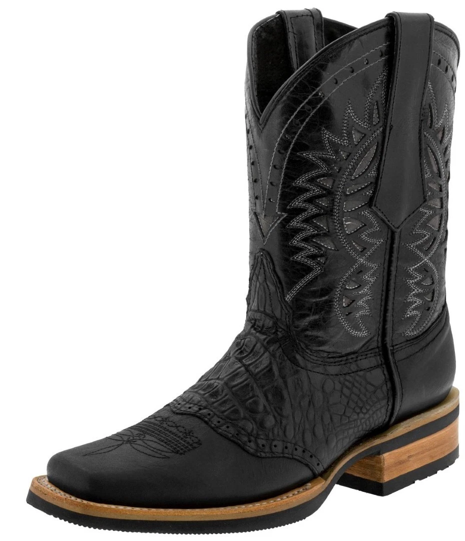 black alligator skin cowboy boots
