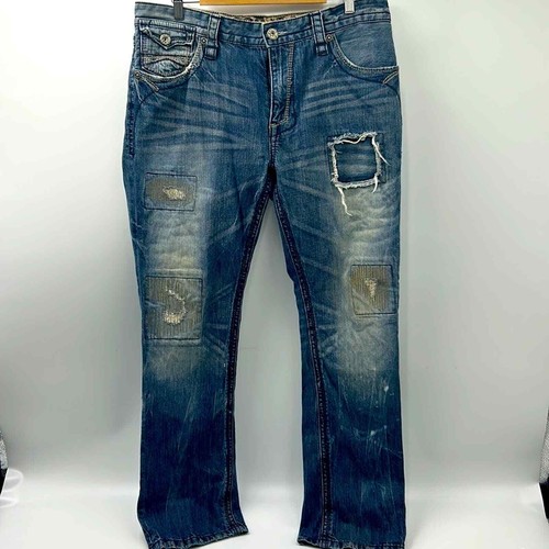 EXPRESS JEANS 5 POCKET DISTRESSED SLIM MENS SIZE 36x32 100% COTTON BLUE JEANS