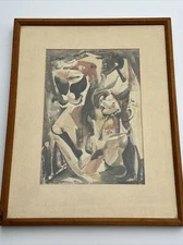 MID CENTURY PAINTING ABSTRACT PEOPLE MODERNISM EXPRESSIONISM LISTED POTESHMAN