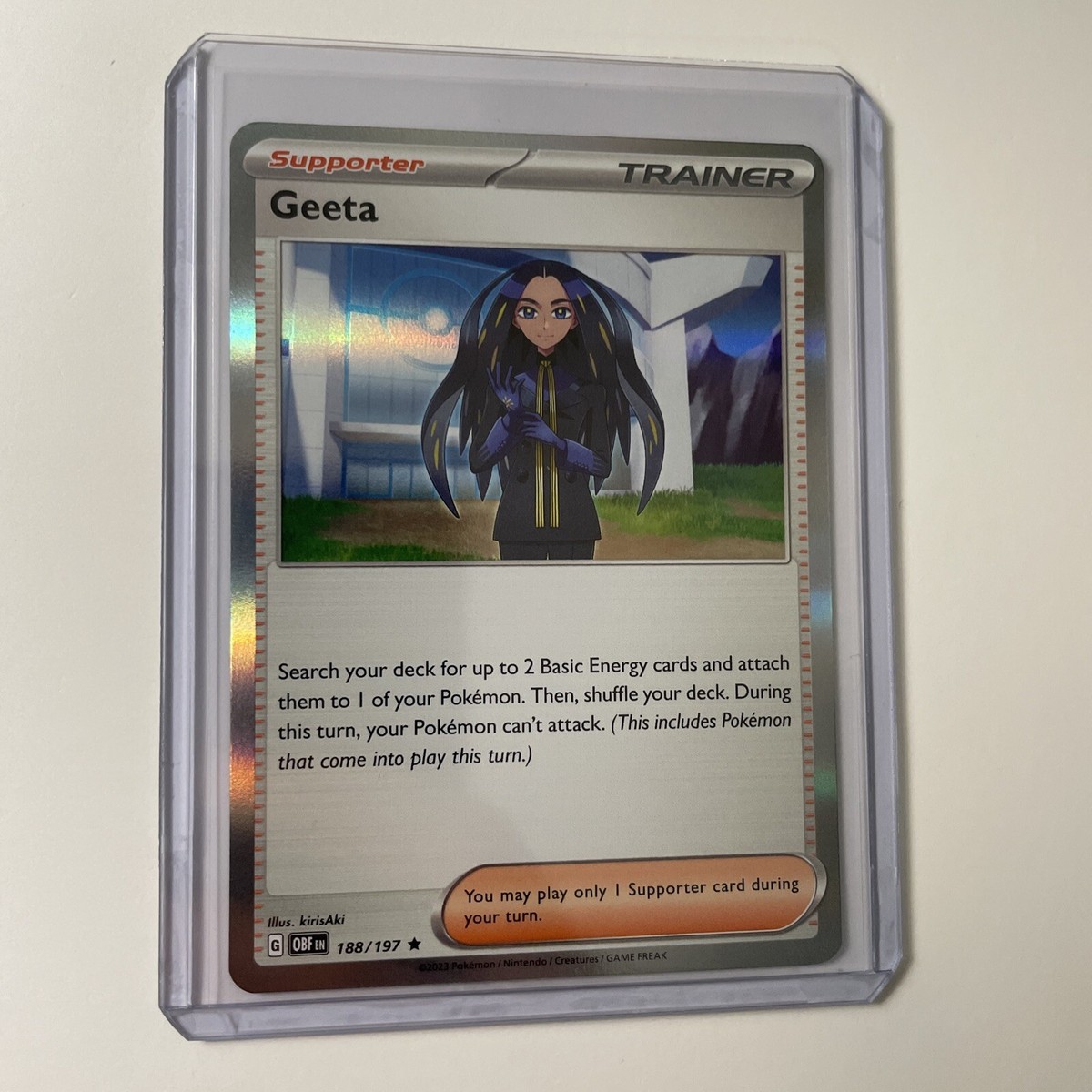 geeta trainer pokemon card value Geeta 218/197 SV Obsidian Flames Full Art Trainer Pokemon Card MINT