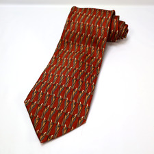 Valentino Cravatte Necktie Made in Italy 100 Silk Orange Geometric