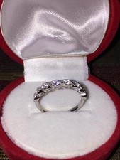 Sterling Silver .925 Fashion Band Clear CZ Ring Sizes 5 6 7 8 9 10